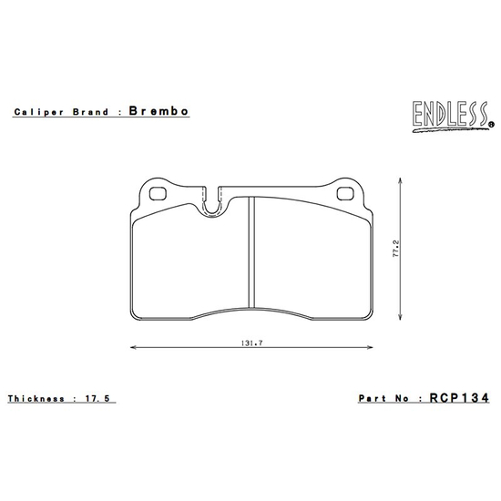 Endless RCP134 brake pads for ceramic discs compound W008 Nissan GT-R R35, Audi R8, BMW M4 F82 (rear)