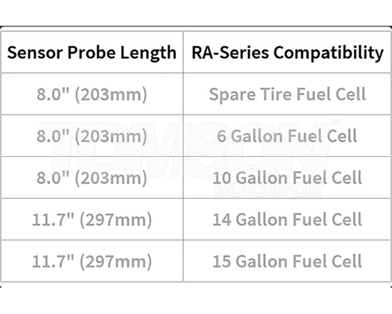 Radium Engineering 20-0847-297 fuel lever sender 11.70" lenght 0-90 ohm (shrouded)