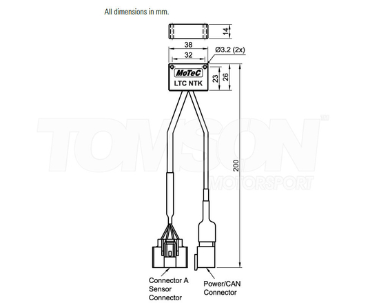 Adapter Motec 61304 LTC-NTK do podłączenia sondy szerokopasmowej NTK UEGO do magistrali CAN