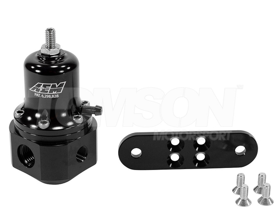 AEM 25-305BK High Capacity universal adjustable fuel pressure regulator inlet 2x AN-6 ORB, return 1x AN-6 ORB (2.76 bar - 8.97 bar)