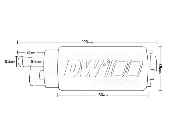 Pompa paliwa Deatschwerks 9-101-1000 DW100 (165LPH) uniwersalna z zestawem montażowym