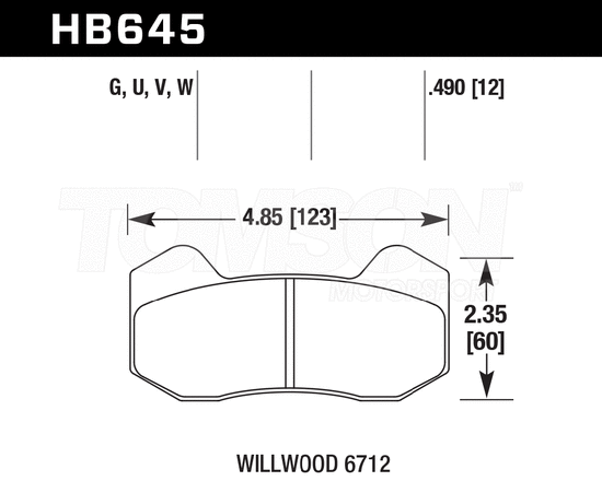 Klocki hamulcowe Hawk Performance HB645G.490 DTC-60 do zacisków Wilwood (6712)