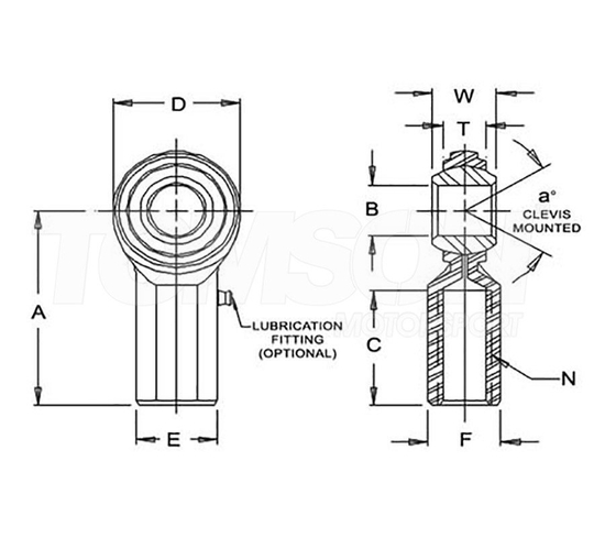 Uniball FK Bearings Rod Ends ECF6 3/8-24" (żeński, prawy gwint) do pomp Tilton z serii 78